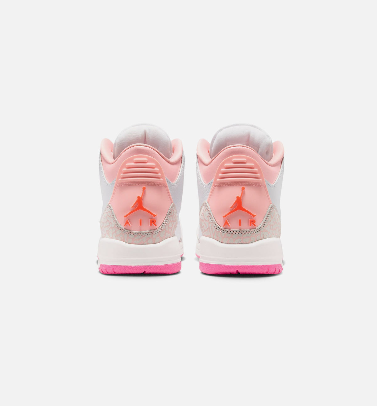 Air Jordan 3 Retro 大童生活方式运动鞋 - 珍珠粉/粉布第/粉色发光/超级橙（Spring Flowers）