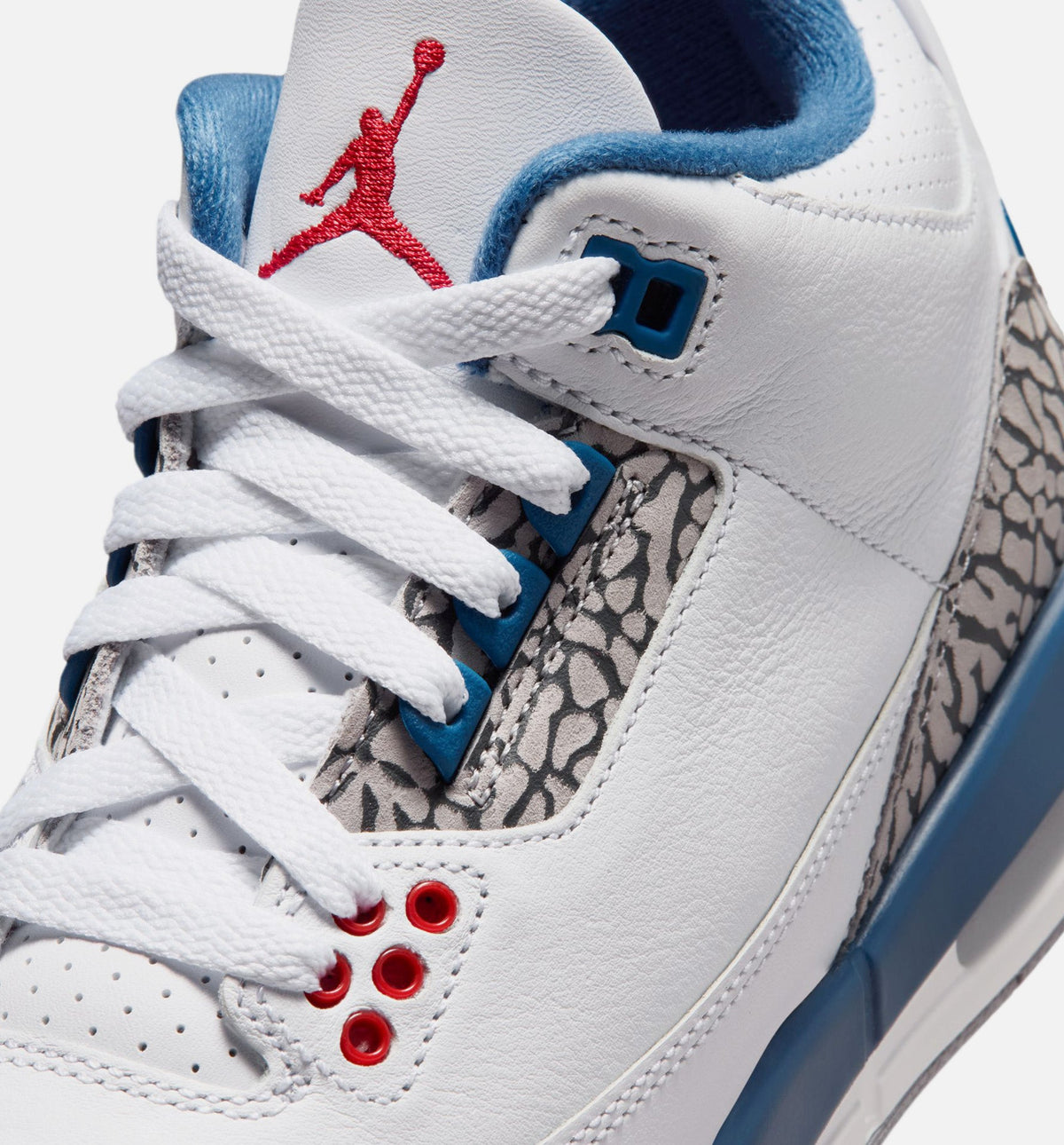 Air Jordan 3 Retro OG 大童生活方式运动鞋 - 白色/火焰红/真蓝（True Blue）