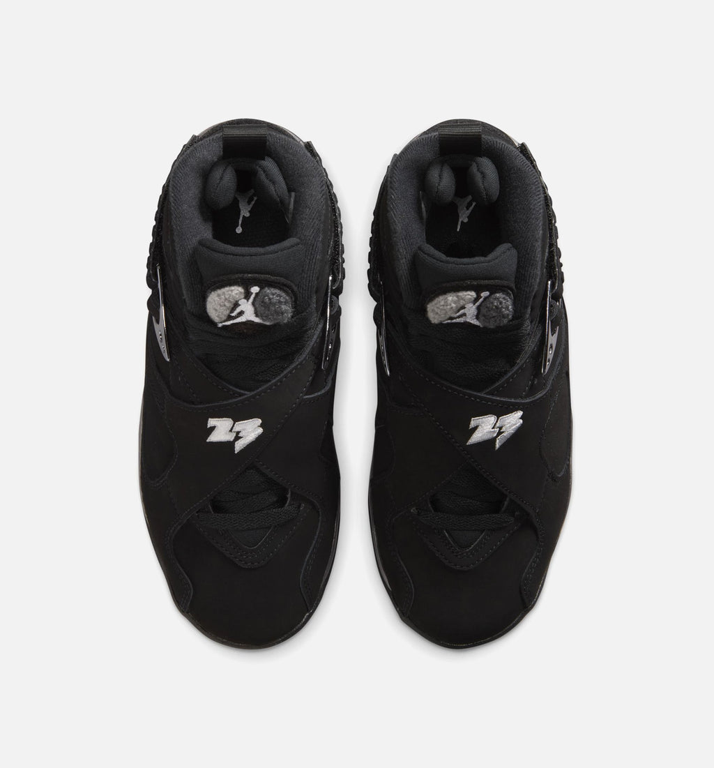 Air Jordan 8 Retro Chrome 大童运动鞋 - 黑/白/淡石墨灰