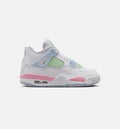 Air Jordan 4 Retro Medium Soft Pink 大童生活方式运动鞋 - 白色/柔粉/半蓝