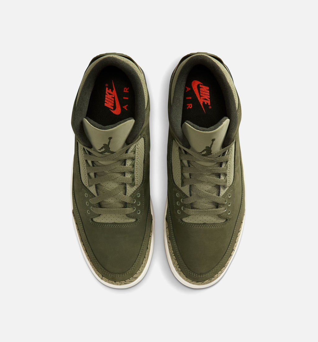 Air Jordan 3 Retro 男款生活方式运动鞋 - 中性橄榄绿/巪木/淡橄榄绿/帆白/深红（Medium Olive）