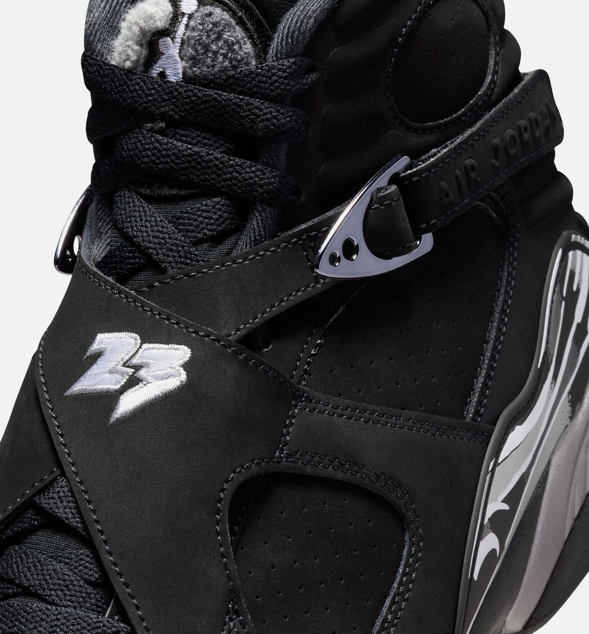 Air Jordan 8 Retro Chrome 男子运动鞋 - 黑/白/淡石墨灰