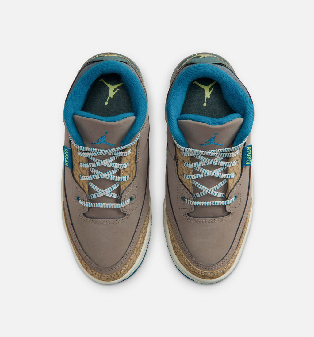 Air Jordan 3 Retro Olive Grey 小童运动鞋 - 橄榄灰/深渊绿/卡其